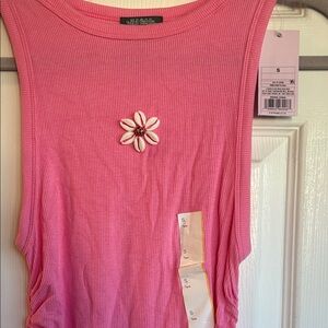 Wild Fable Pink Ribbed Tank Top with Daisy Detail